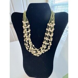 Vintage Mei Fa Beaded 5-Strand Faux Pearl Necklace Costume Jewelry